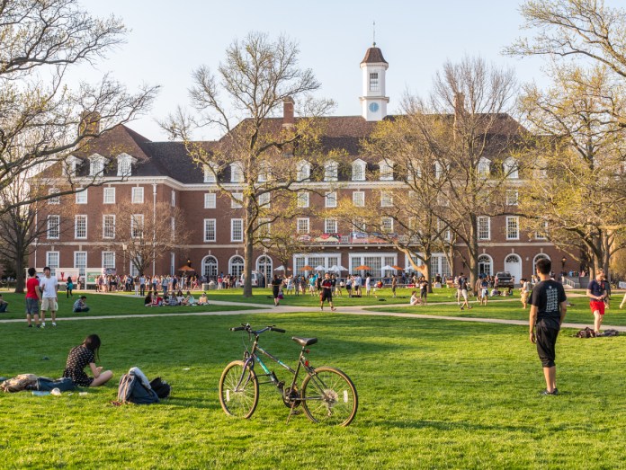 College students on university campus campus wellness