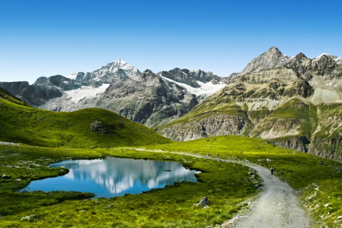 Touristic trail in the Swiss Alps